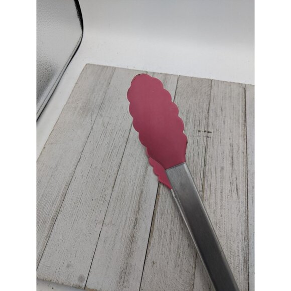 Locking Stainless Steel 10 1/4" Tongs Pink Shell Shaped - Picture 9 of 10